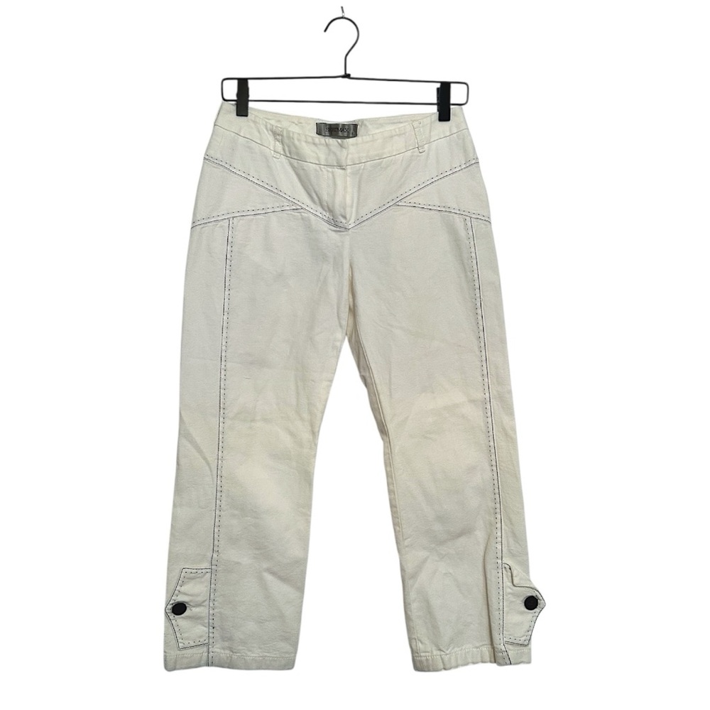 Sportmax Italian Denim Off-White Contrast Stitch Capri Crop Size 8 (IT 42)